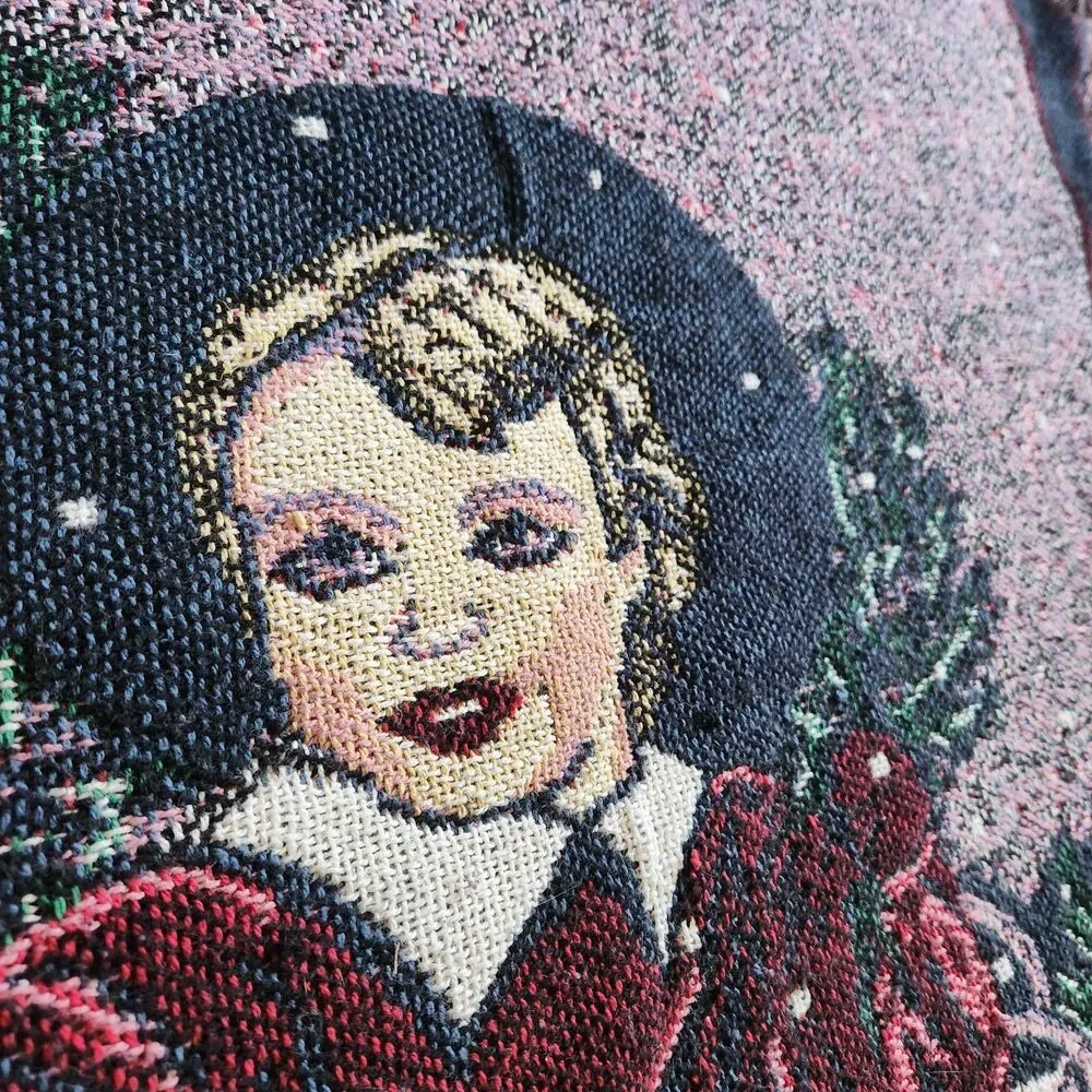 Christmas Sledding Children Woven Victorian Tapestry Throw W/Fringe 68